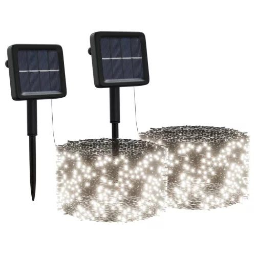  2 db 2x200 LED-es hideg fehér bel-/kültéri napelemes fényfüzér