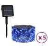  5 db 5x200 LED-es kék bel-/kültéri napelemes fényfüzér