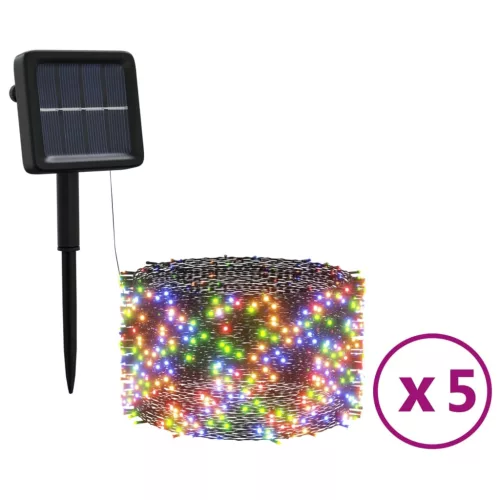  5 db 5x200 LED-es színes bel-/kültéri napelemes fényfüzér