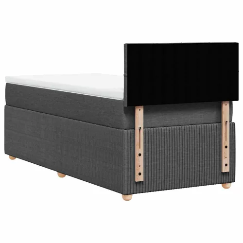  sötétszürke szövet rugós ágy matraccal 80 x 200 cm