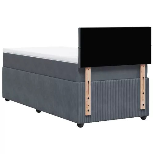  sötétszürke bársony rugós ágy matraccal 100 x 200 cm