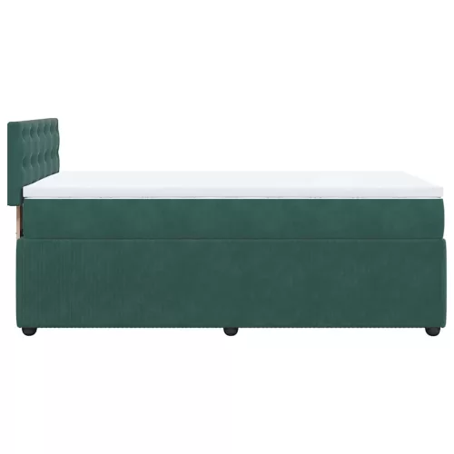  sötétzöld bársony rugós ágy matraccal 100 x 200 cm