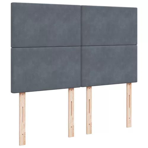  sötétszürke bársony rugós ágy matraccal 140x190 cm