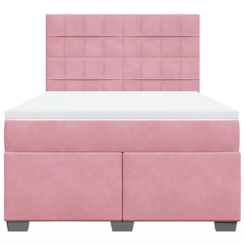  rózsaszín bársony rugós ágy matraccal 140x200 cm