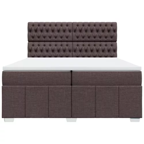  sötétbarna szövet rugós ágy matraccal 200 x 200 cm
