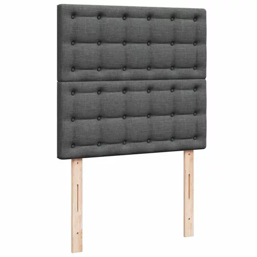  sötétszürke szövet rugós ágy matraccal 90 x 200 cm