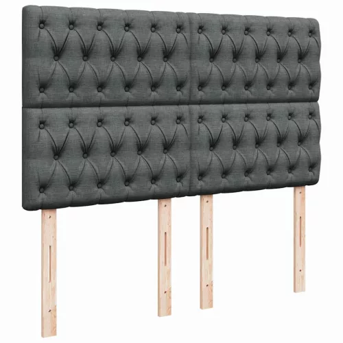  sötétszürke szövet rugós ágy matraccal 140 x 190 cm