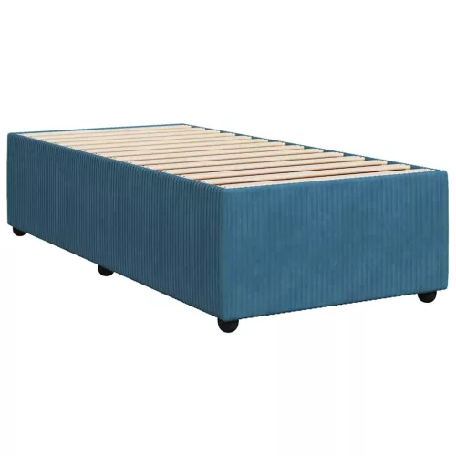  sötétkék bársony rugós ágy matraccal 100 x 200 cm