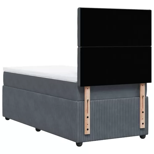  sötétszürke bársony rugós ágy matraccal 100 x 200 cm