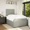 világosszürke bársony rugós ágy matraccal 120 x 200 cm