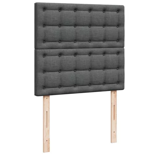  sötétszürke szövet rugós ágy matraccal 100 x 200 cm