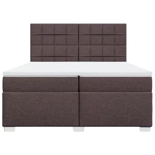 sötétbarna szövet rugós ágy matraccal 200 x 200 cm