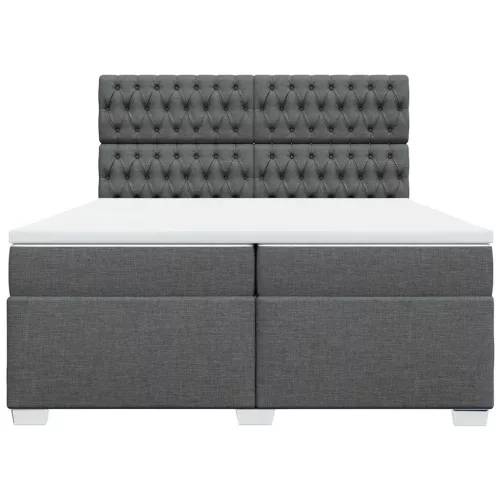  sötétszürke szövet rugós ágy matraccal 200 x 200 cm