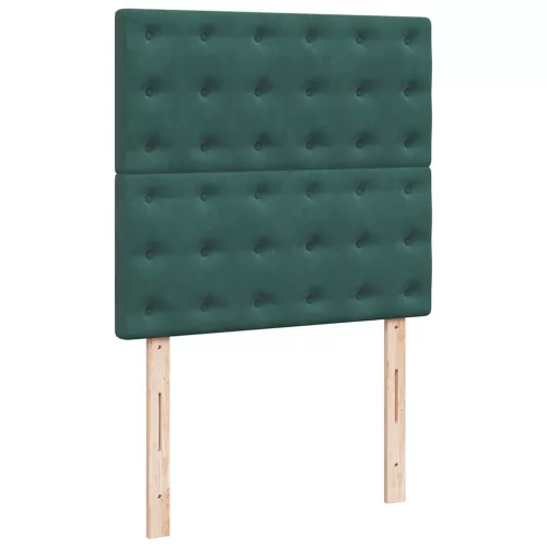  sötétzöld bársony rugós ágy matraccal 100 x 200 cm