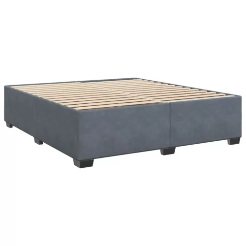  sötétszürke bársony rugós ágy matraccal 200x200 cm