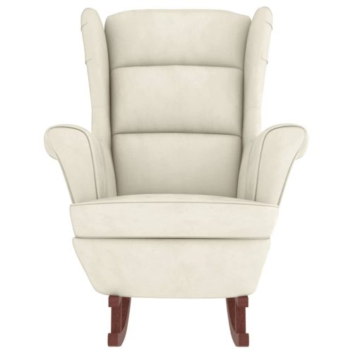  krémszínű bársony hintaszék tömör gumifa lábakkal