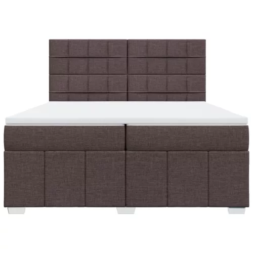  sötétbarna szövet rugós ágy matraccal 200 x 200 cm