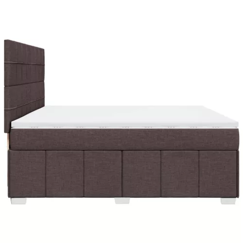  sötétbarna szövet rugós ágy matraccal 200 x 200 cm