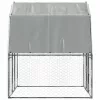  ezüst horganyzott acél tyúkketrec tetővel és ajtóval