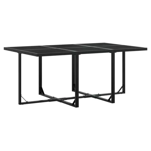  7 részes fekete polyrattan kerti étkezőgarnitúra párnával
