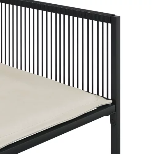  7 részes fekete polyrattan kerti étkezőgarnitúra párnával