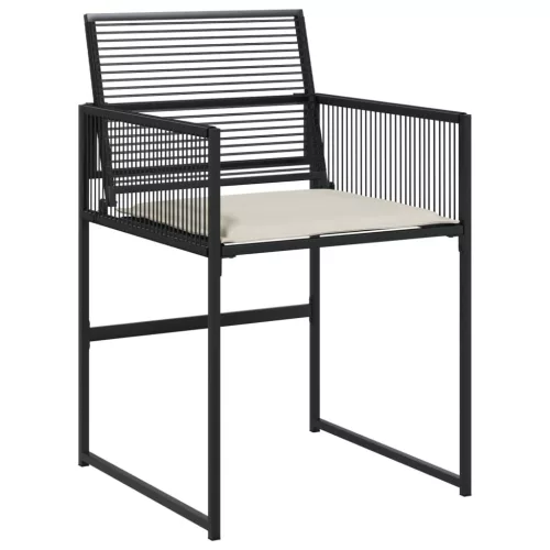  11 részes fekete polyrattan kerti étkezőgarnitúra párnákkal