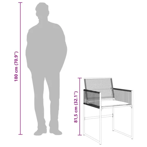  11 részes fekete polyrattan kerti étkezőgarnitúra párnákkal
