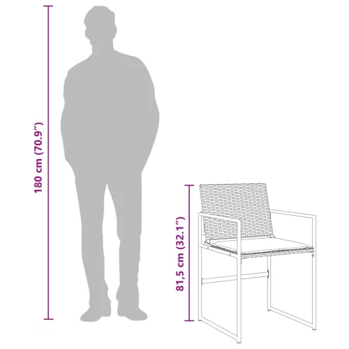  13 részes fekete polyrattan kerti ülőgarnitúra párnákkal