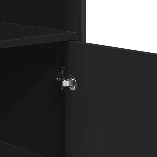  fekete szerelt fa magasszekrény 79,5 x 35,5 x 137,5 cm