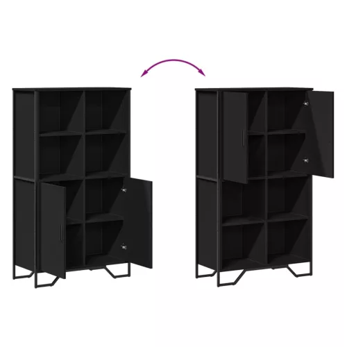  fekete szerelt fa magasszekrény 79,5 x 35,5 x 137,5 cm