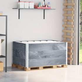  3 db szürke tömör fenyőfa raklapmagasító 120 x 80 cm