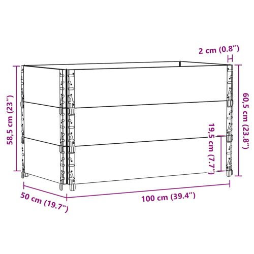  3 db fekete tömör fenyőfa raklapmagasító 100 x 50 cm