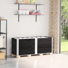  3 db fekete tömör fenyőfa raklapmagasító 150 x 50 cm
