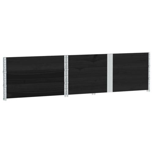  3 db fekete tömör fenyőfa raklapmagasító 150 x 100 cm