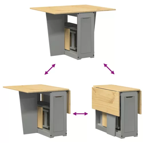  Corona 5 részes összecsukható szürke fenyő étkezőgarnitúra