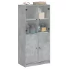  betonszürke szerelt fa magasszekrény ajtókkal 68x37x142 cm