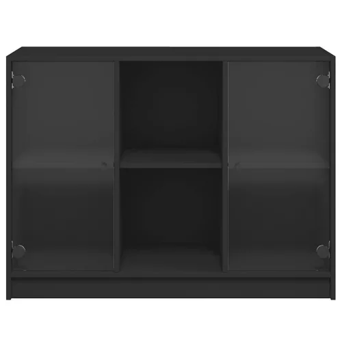  fekete szerelt fa tálalószekrény 102x37x75,5 cm