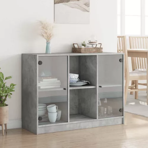  betonszürke szerelt fa tálalószekrény 102x37x75,5 cm