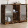  füstös tölgy színű szerelt fa tálalószekrény 102x37x75,5 cm