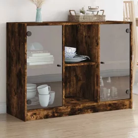    füstös tölgy színű szerelt fa tálalószekrény 102x37x75,5 cm