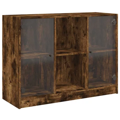  füstös tölgy színű szerelt fa tálalószekrény 102x37x75,5 cm