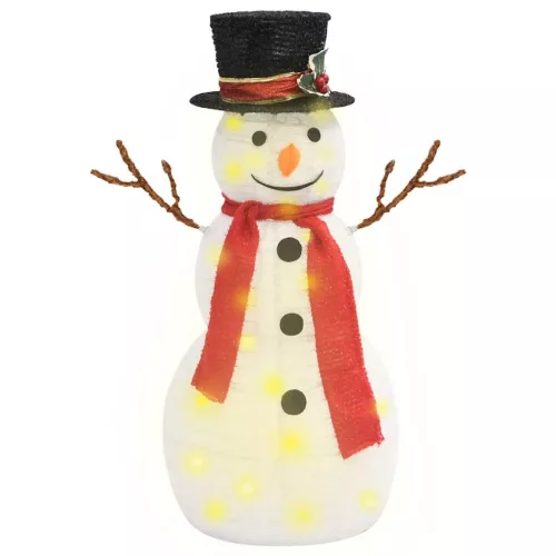  dekoratív luxus szövet karácsonyi LED-es hóember figura 60 cm