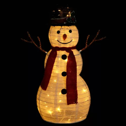  dekoratív luxus szövet karácsonyi LED-es hóember figura 60 cm