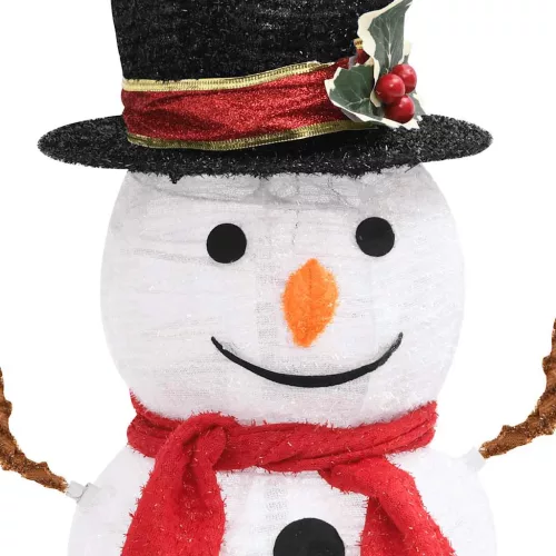  dekoratív luxus szövet karácsonyi LED-es hóember figura 60 cm