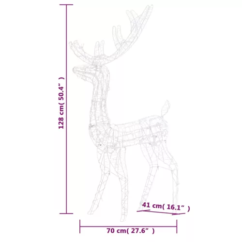  meleg fehér akril karácsonyi rénszarvas dísz 140 LED-del 120 cm