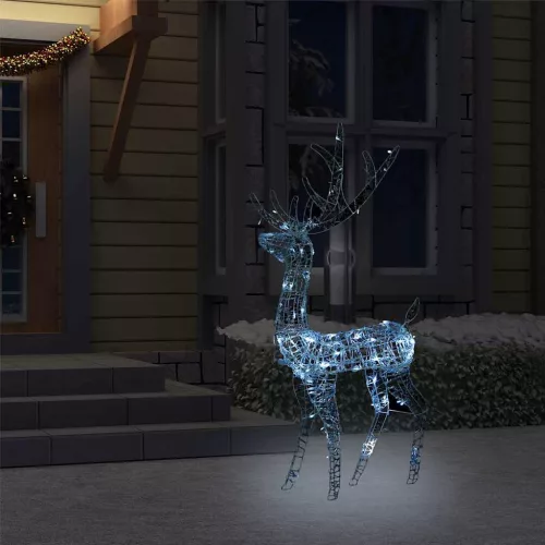  hideg fehér rénszarvasos karácsonyi dísz 140 LED-del 120 cm