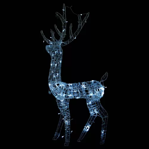  hideg fehér rénszarvasos karácsonyi dísz 140 LED-del 120 cm