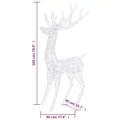  színes XXL akril karácsonyi rénszarvas 250 LED-del 180 cm