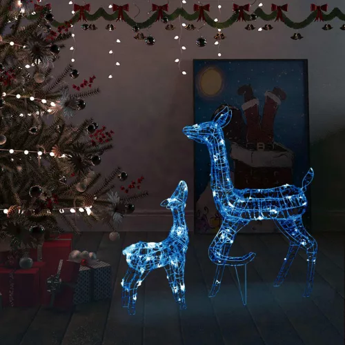  160 LED-es kék akril karácsonyi rénszarvascsalád