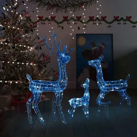  300 LED-es kék akril karácsonyi rénszarvascsalád